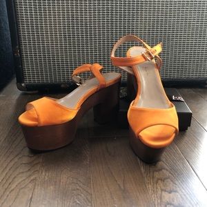Carel Orange Satin Paloma Platform Sandal Sz 37